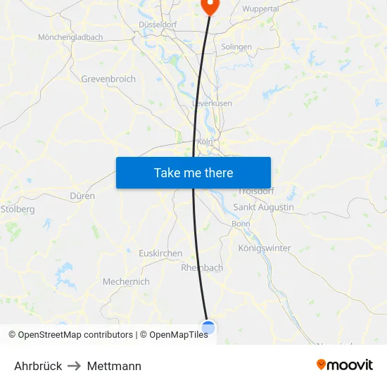 Ahrbrück to Mettmann map