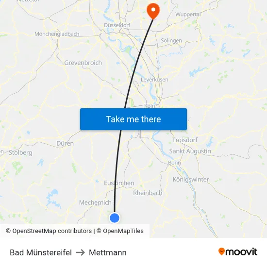 Bad Münstereifel to Mettmann map