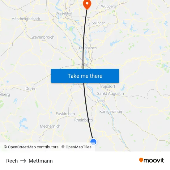 Rech to Mettmann map