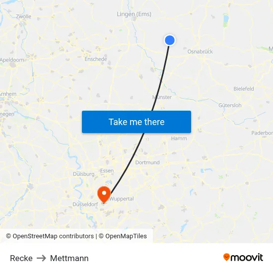 Recke to Mettmann map