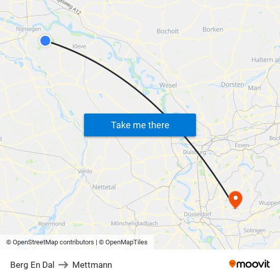 Berg En Dal to Mettmann map