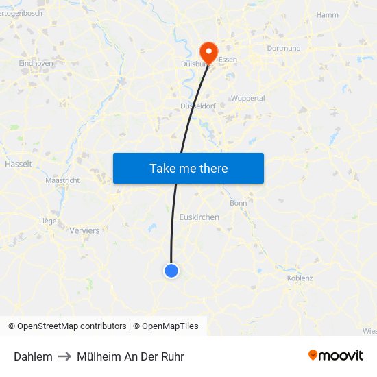 Dahlem to Mülheim An Der Ruhr map