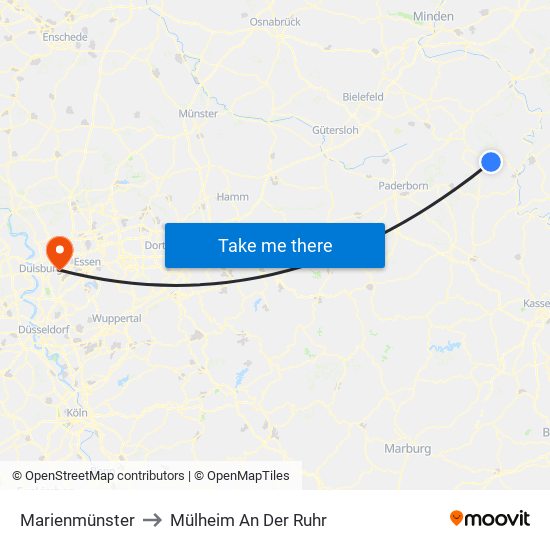 Marienmünster to Mülheim An Der Ruhr map