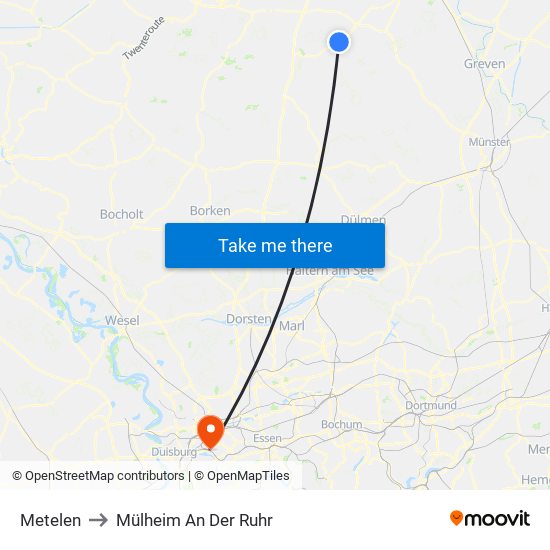 Metelen to Mülheim An Der Ruhr map