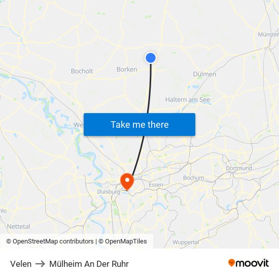 Velen to Mülheim An Der Ruhr map