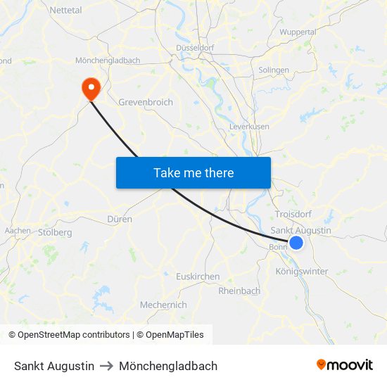 Sankt Augustin to Mönchengladbach map