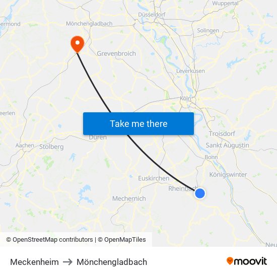 Meckenheim to Mönchengladbach map