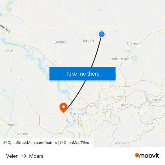 Velen to Moers map
