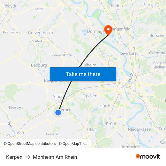 Kerpen to Monheim Am Rhein map