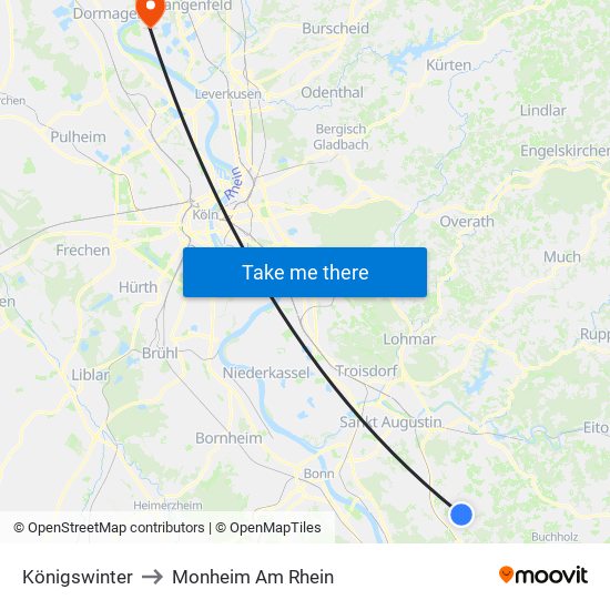 Königswinter to Monheim Am Rhein map