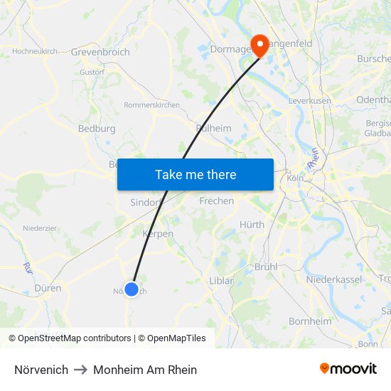 Nörvenich to Monheim Am Rhein map