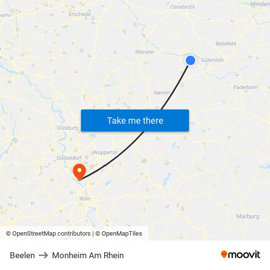 Beelen to Monheim Am Rhein map