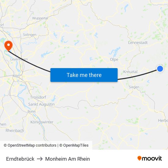 Erndtebrück to Monheim Am Rhein map