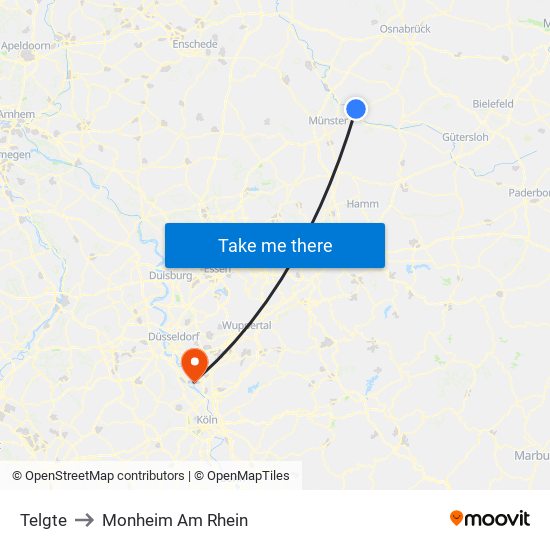 Telgte to Monheim Am Rhein map