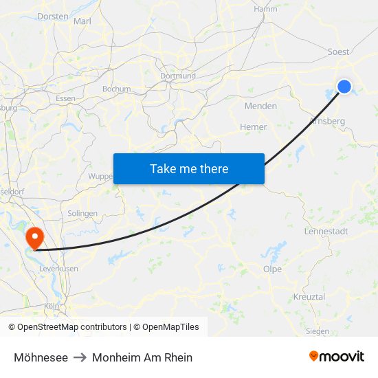 Möhnesee to Monheim Am Rhein map