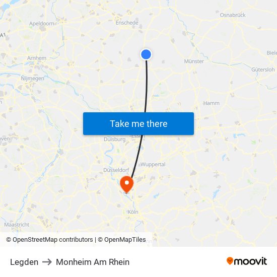 Legden to Monheim Am Rhein map