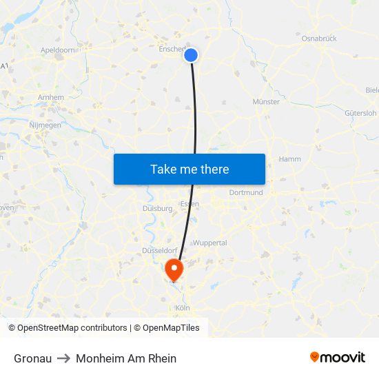 Gronau to Monheim Am Rhein map