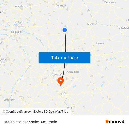 Velen to Monheim Am Rhein map