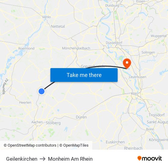 Geilenkirchen to Monheim Am Rhein map