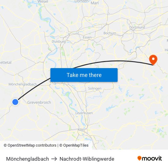 Mönchengladbach to Nachrodt-Wiblingwerde map