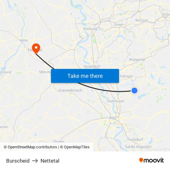 Burscheid to Nettetal map
