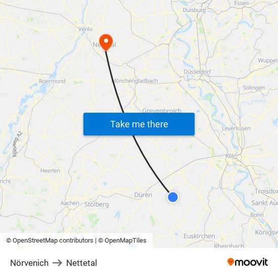 Nörvenich to Nettetal map