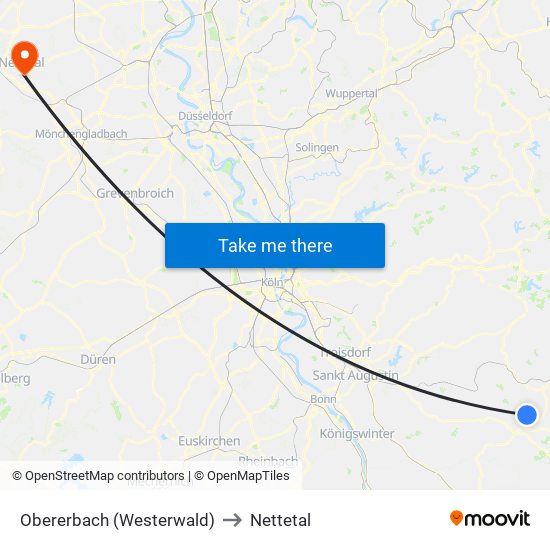 Obererbach (Westerwald) to Nettetal map