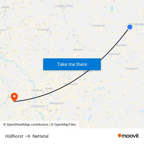 Hüllhorst to Nettetal map