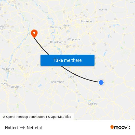 Hattert to Nettetal map