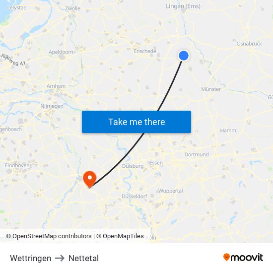 Wettringen to Nettetal map