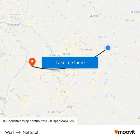 Werl to Nettetal map