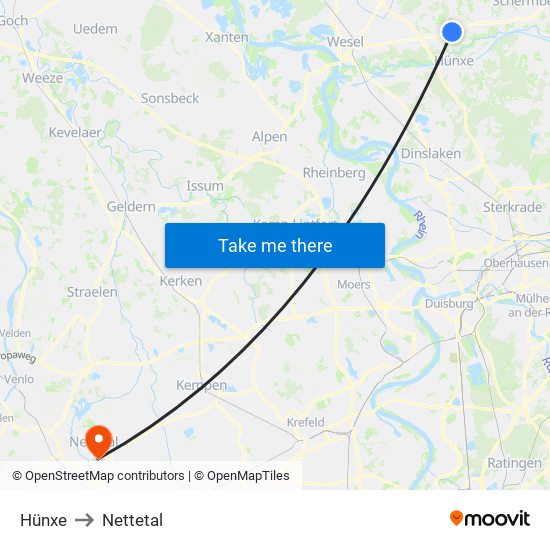 Hünxe to Nettetal map