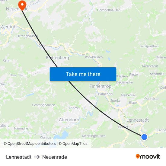 Lennestadt to Neuenrade map