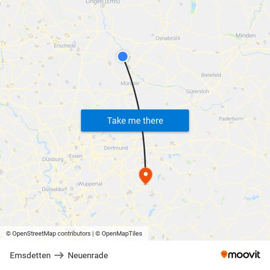 Emsdetten to Neuenrade map