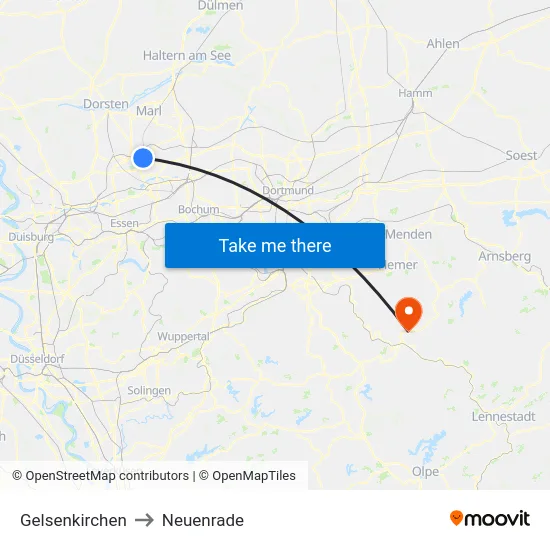 Gelsenkirchen to Neuenrade map