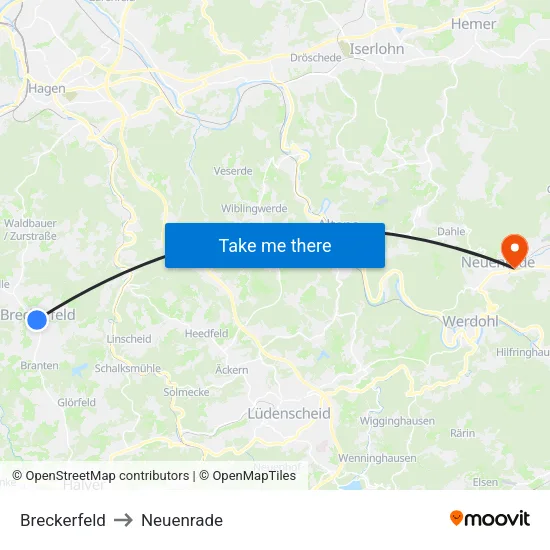 Breckerfeld to Neuenrade map