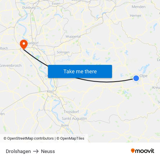 Drolshagen to Neuss map