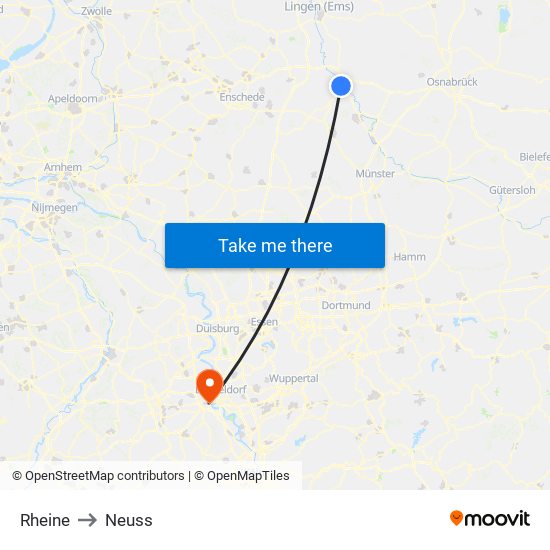 Rheine to Neuss map