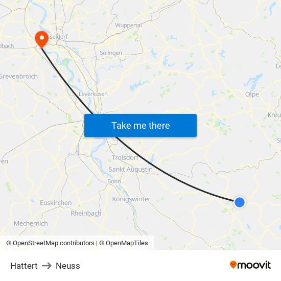 Hattert to Neuss map