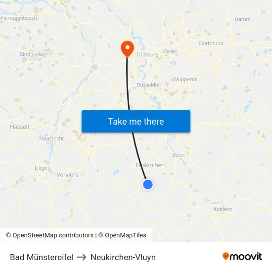 Bad Münstereifel to Neukirchen-Vluyn map
