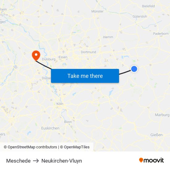 Meschede to Neukirchen-Vluyn map