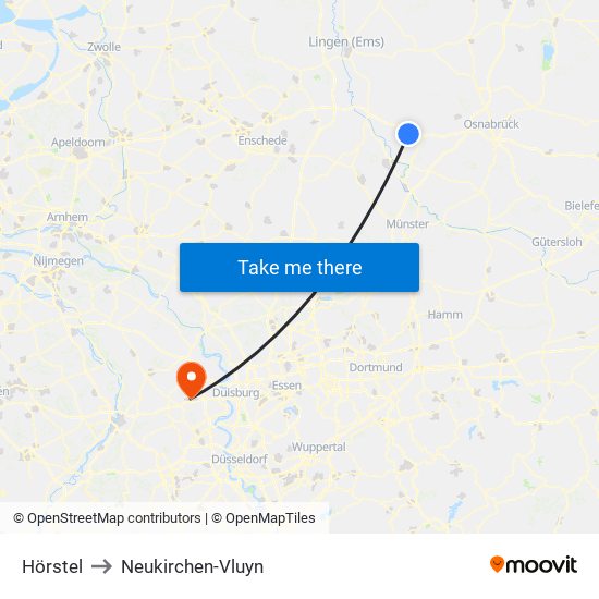 Hörstel to Neukirchen-Vluyn map