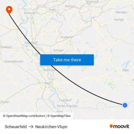 Scheuerfeld to Neukirchen-Vluyn map