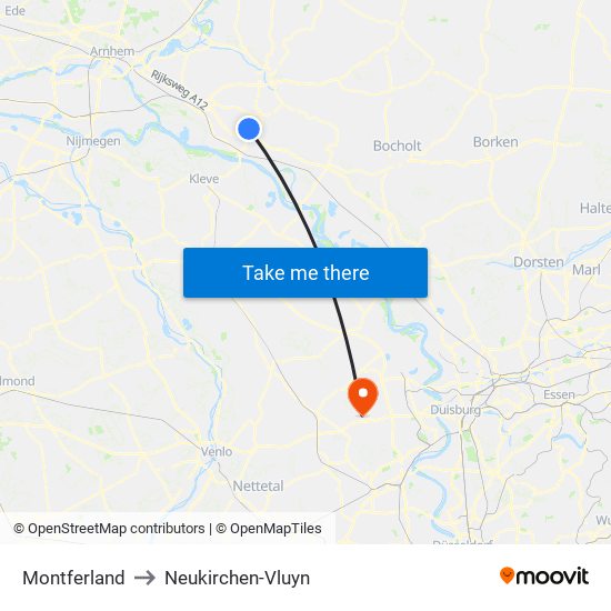 Montferland to Neukirchen-Vluyn map