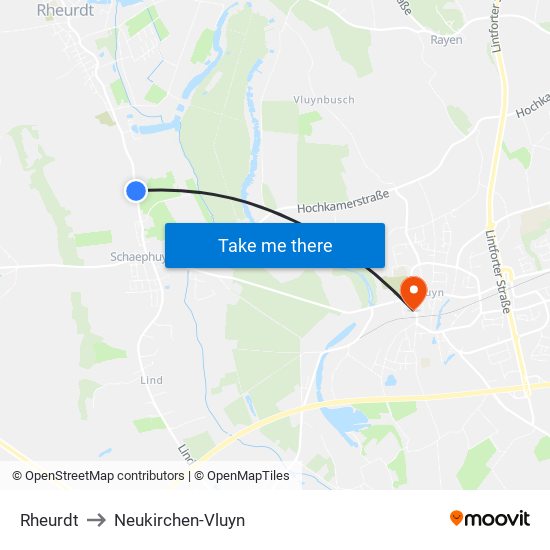 Rheurdt to Neukirchen-Vluyn map
