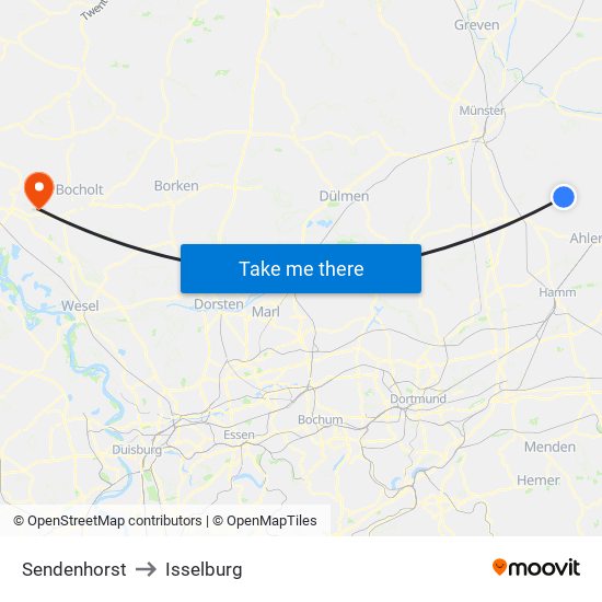 Sendenhorst to Isselburg map