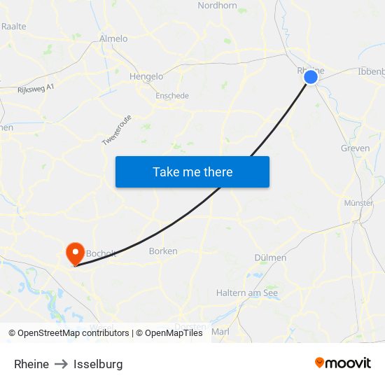 Rheine to Isselburg map