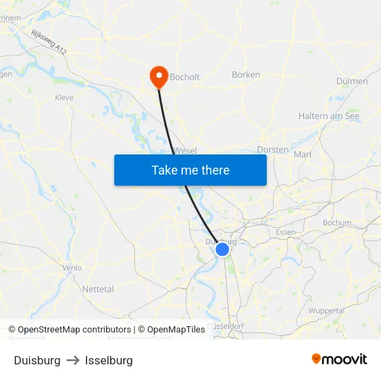 Duisburg to Isselburg map