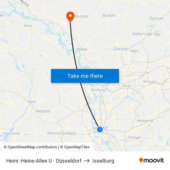 Heinr.-Heine-Allee U - Düsseldorf to Isselburg map