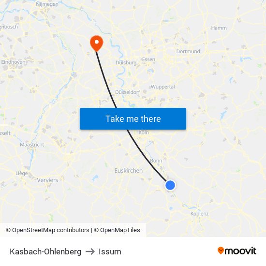 Kasbach-Ohlenberg to Issum map